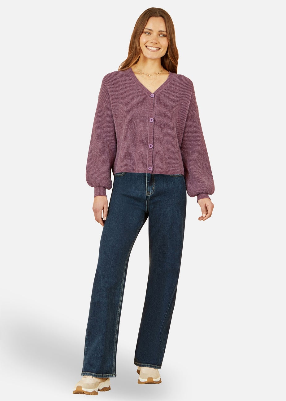 Yumi Purple Marl Knit Cardigan