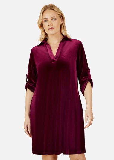 Yumi Burgundy Velvet Tunic With Pockets