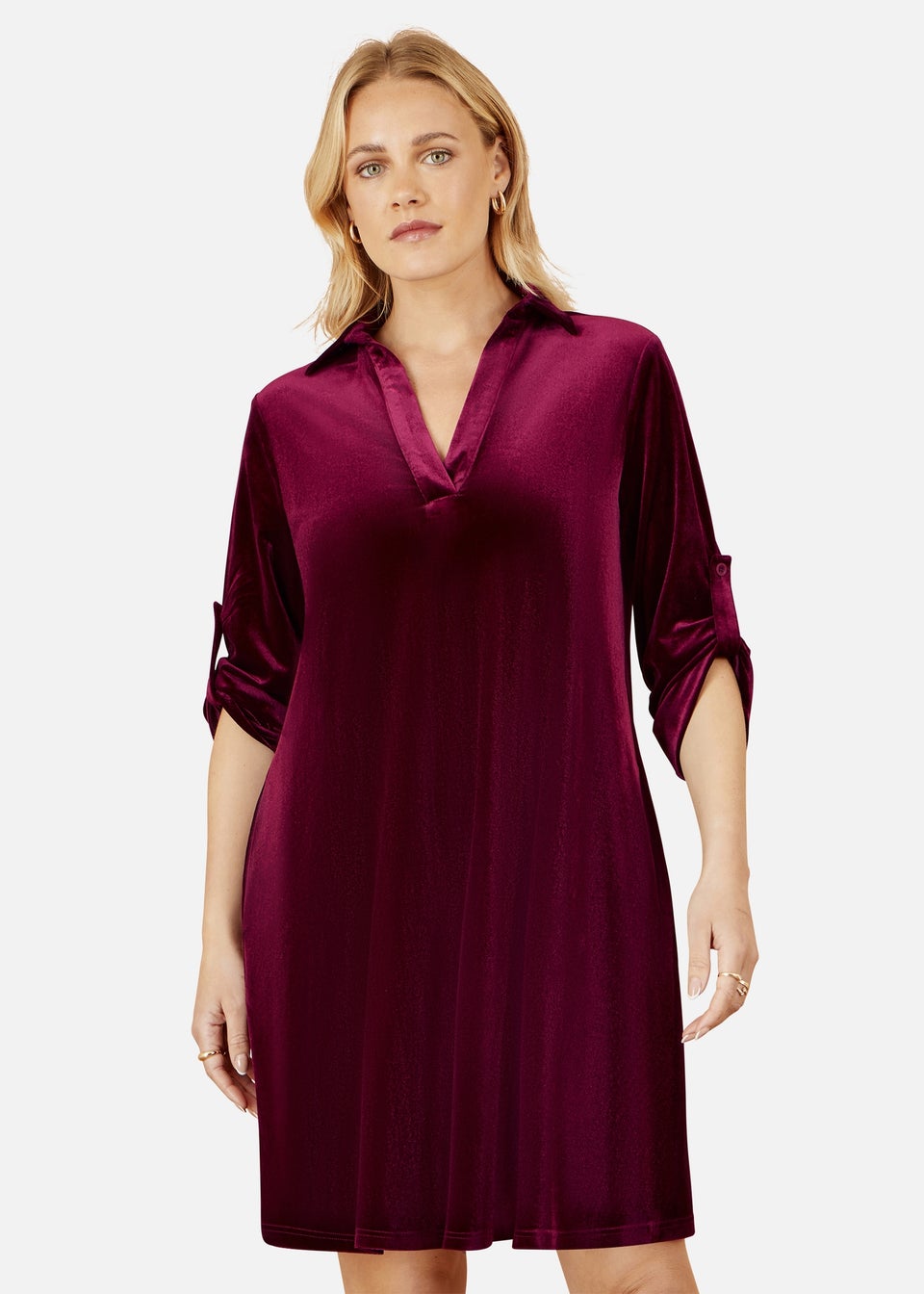 Yumi Burgundy Velvet Tunic With Pockets