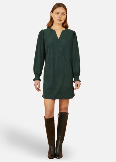 Yumi Green Cord Tunic With Ruched Sleeve