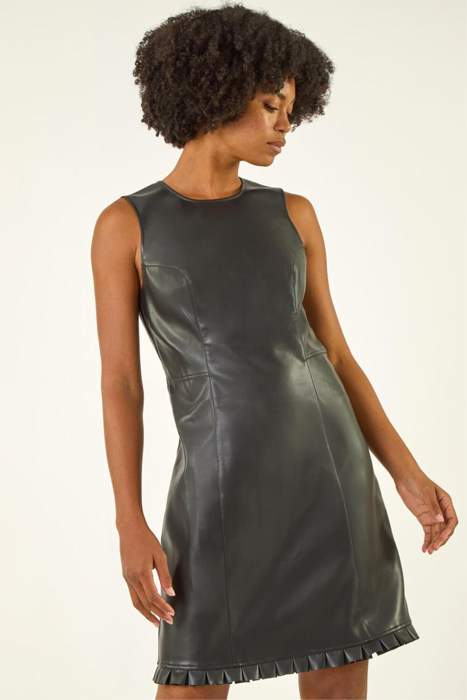 Roman Black Pinafore Pleated A-Line Dress