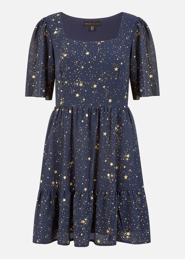 Yumi Navy Star Print Skater Dress