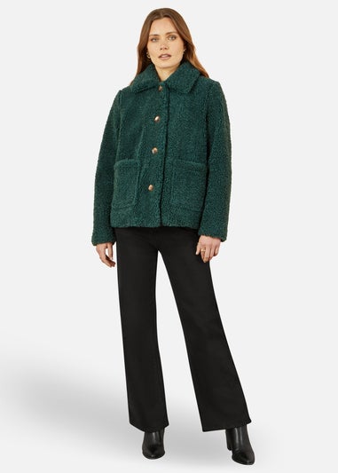 Yumi Green Short Teddy Bear Jacket