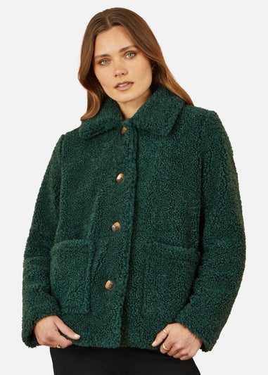 Yumi Green Short Teddy Bear Jacket
