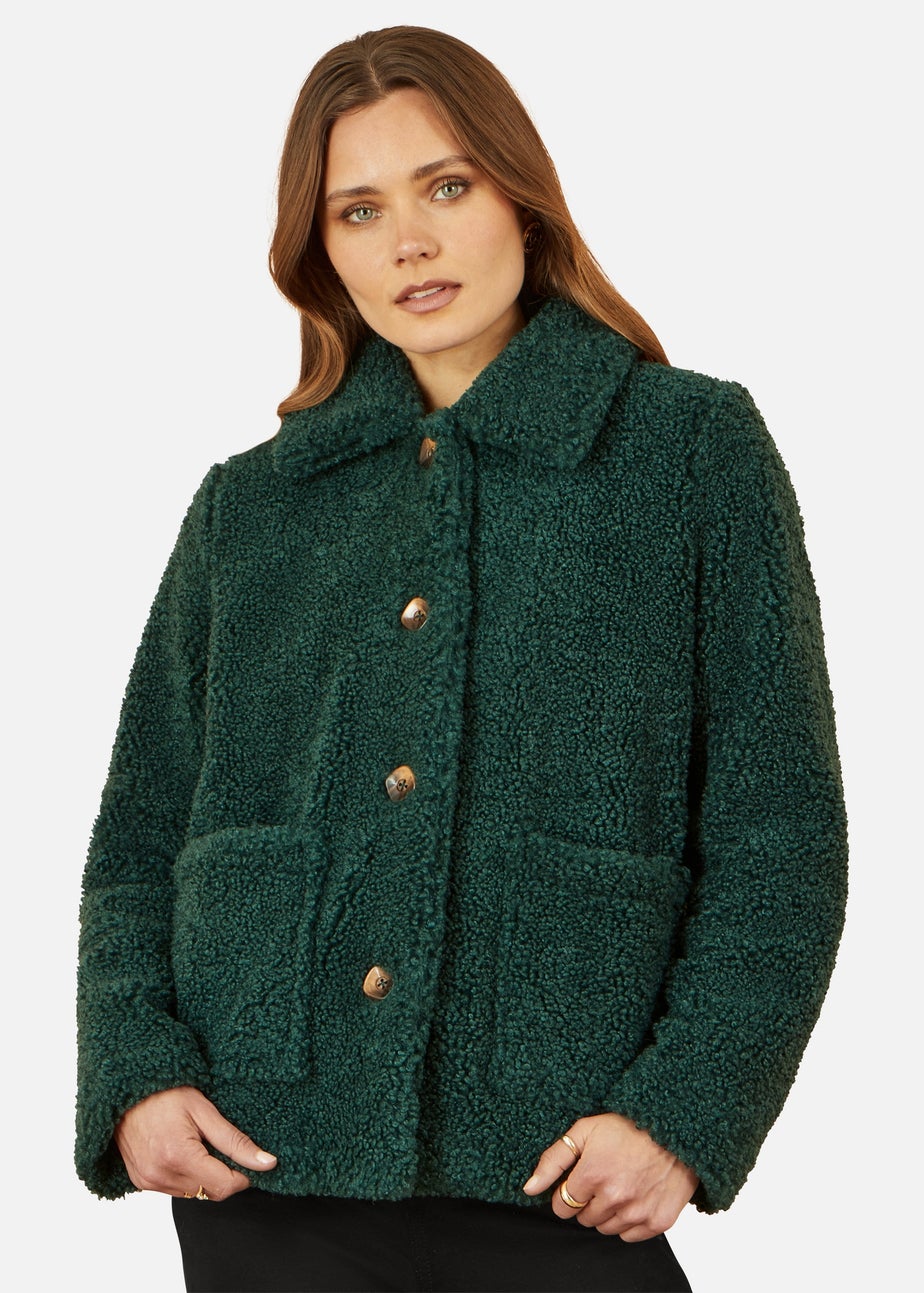 Yumi Green Short Teddy Bear Jacket