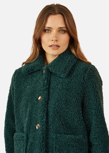Yumi Green Short Teddy Bear Jacket