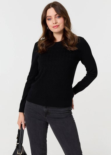 Izabel London Black Textured Knitted Long Sleeve Jumper