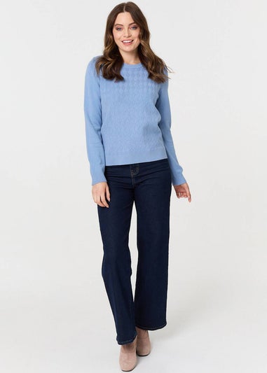 Izabel London Blue Textured Knitted Long Sleeve Jumper