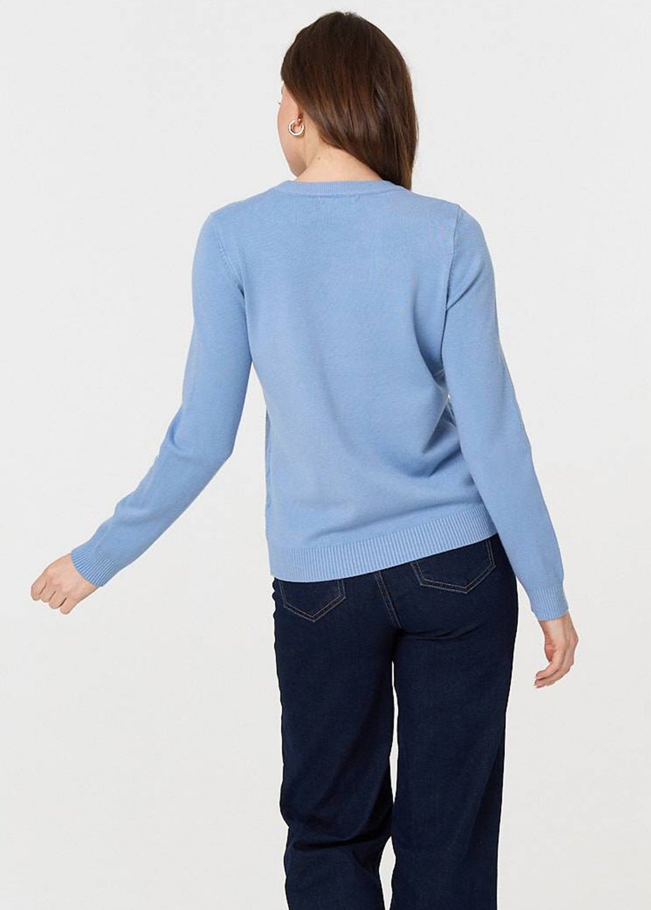 Izabel London Blue Textured Knitted Long Sleeve Jumper