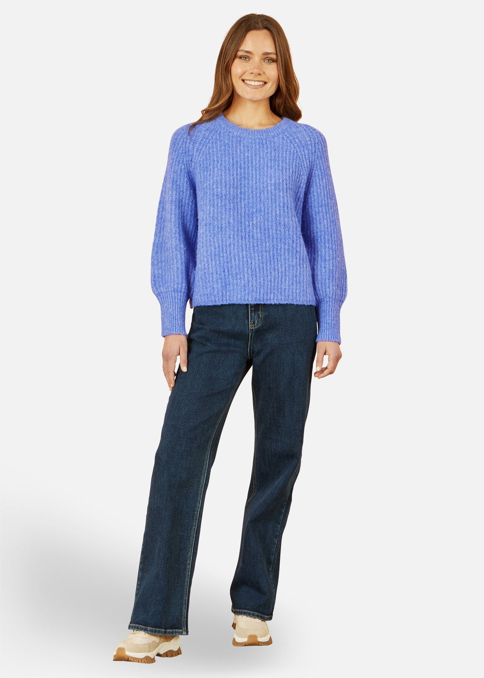 Yumi Blue Knitted Relax Fit Jumper