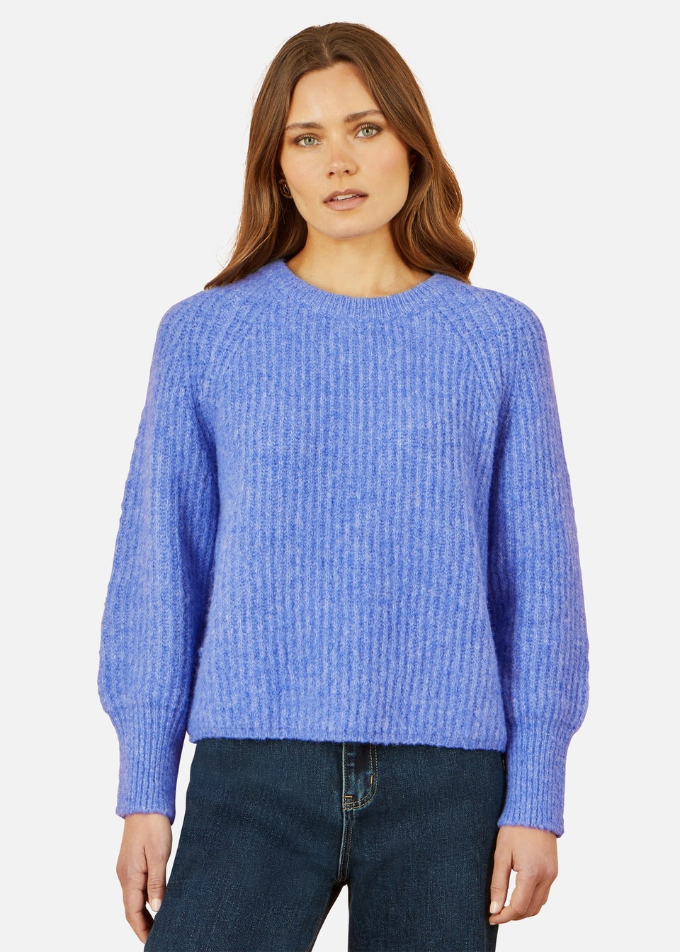 Yumi Blue Knitted Relax Fit Jumper