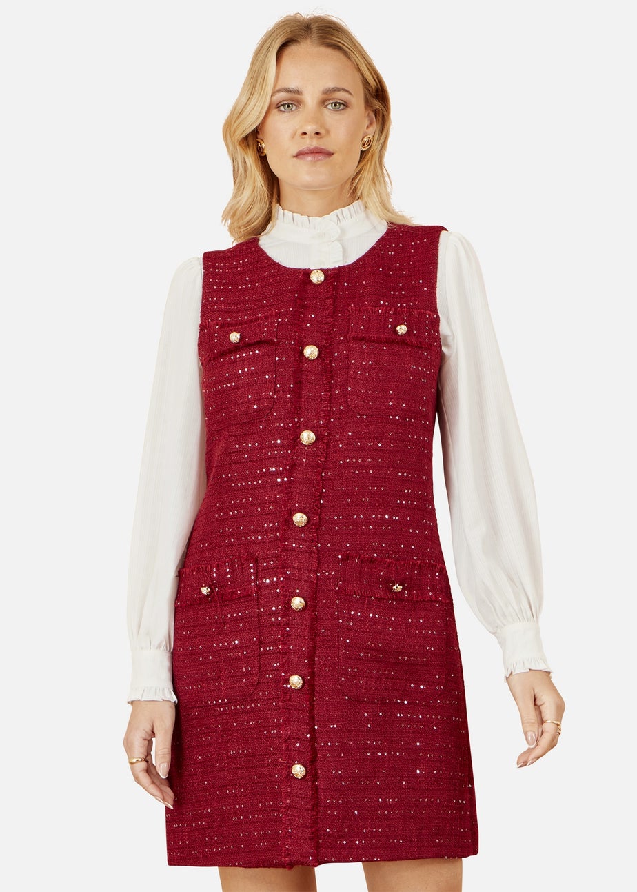 Yumi Burgundy Boucle Tunic Dress
