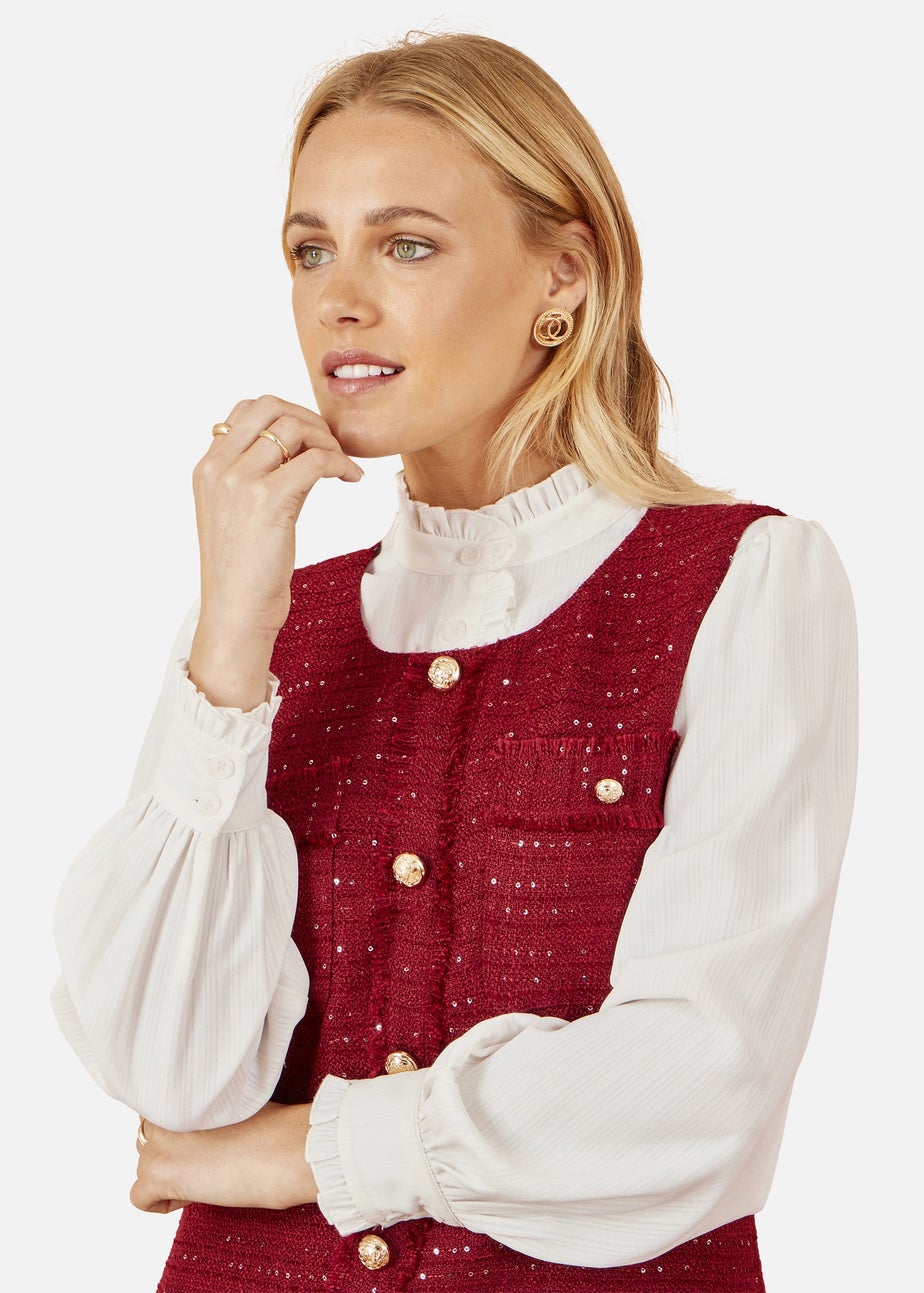 Yumi Burgundy Boucle Tunic Dress