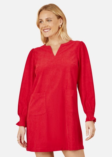 Yumi Red Cord Tunic With Ruched Sleeve