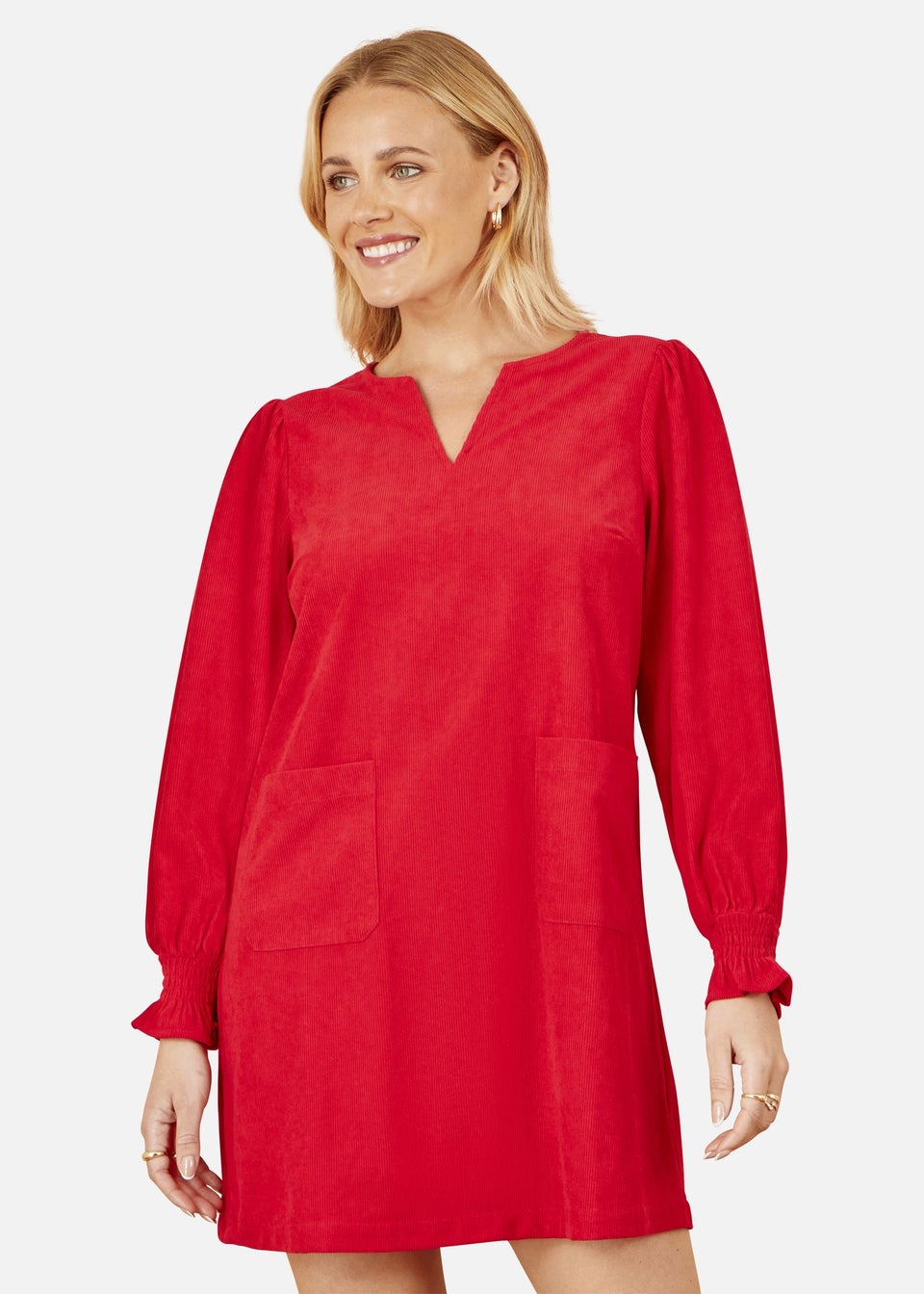 Yumi Red Cord Tunic With Ruched Sleeve