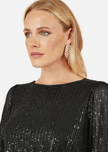 Yumi Black Sequin & Velvet Mini Dress
