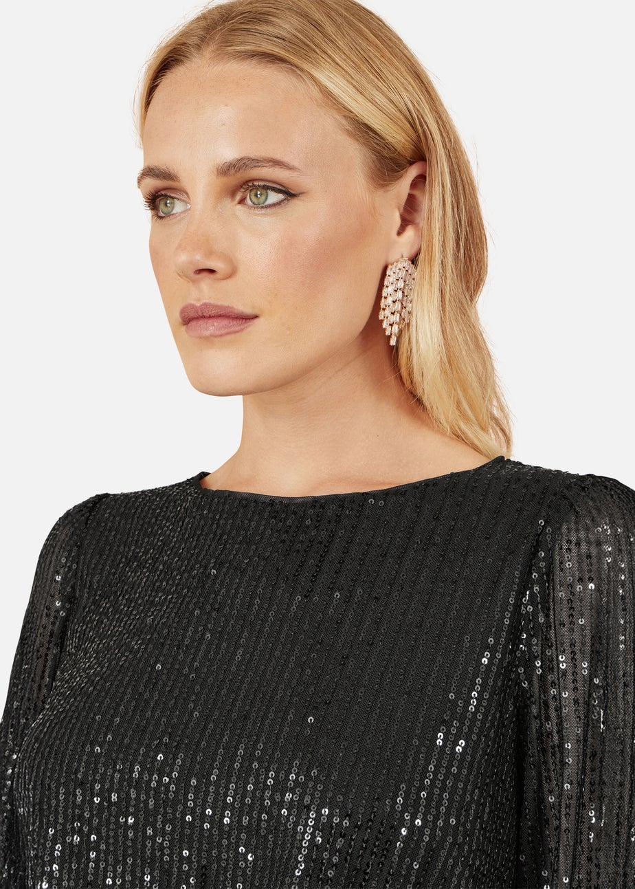 Yumi Black Sequin & Velvet Mini Dress