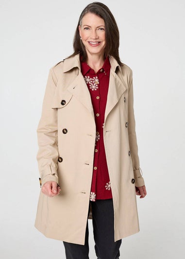Izabel London Beige Relaxed Double-Breasted Trench Coat