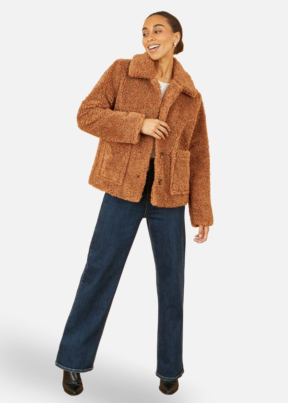 Yumi Brown Short Teddy Bear Jacket