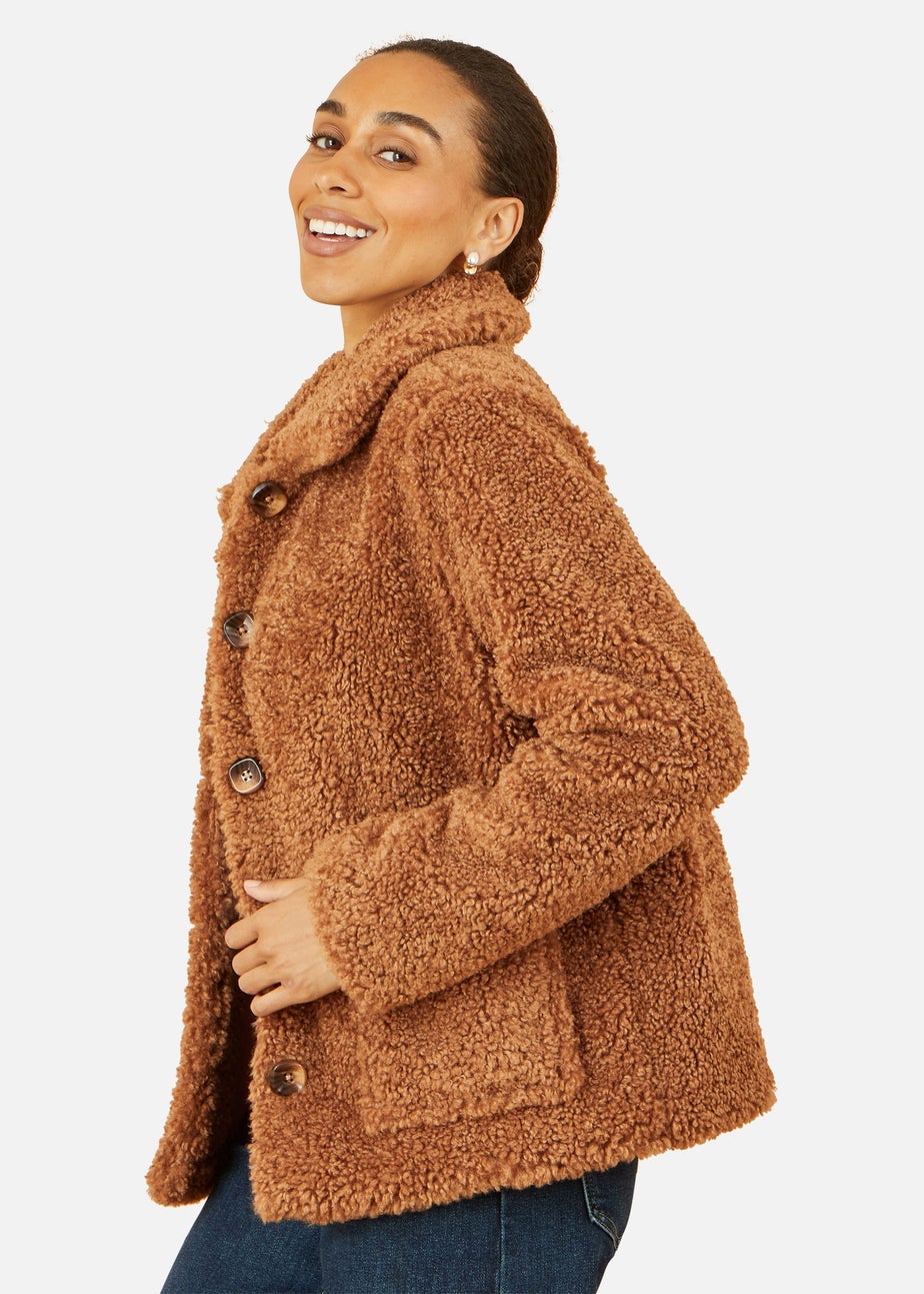 Yumi Brown Short Teddy Bear Jacket
