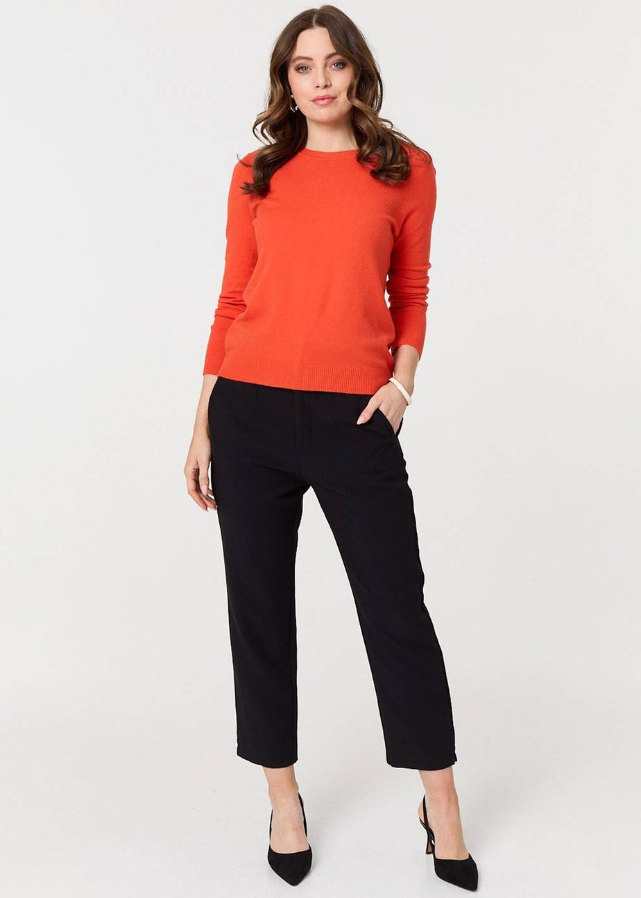 Izabel London Orange Plain Soft Knit Long Sleeve Jumper