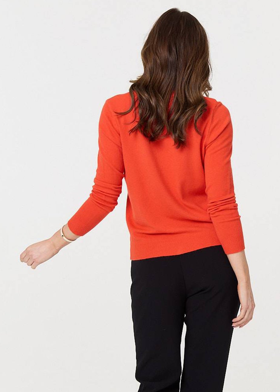 Izabel London Orange Plain Soft Knit Long Sleeve Jumper