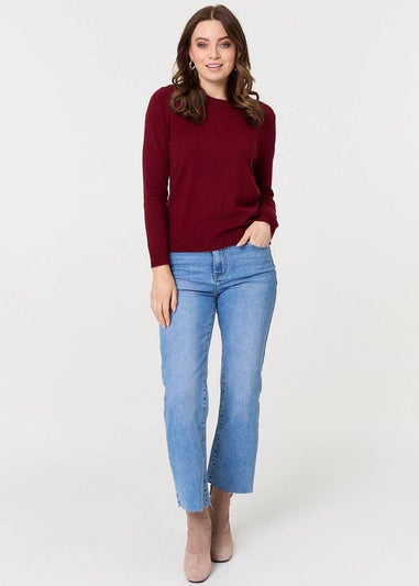 Izabel London Red Plain Soft Knit Long Sleeve Jumper