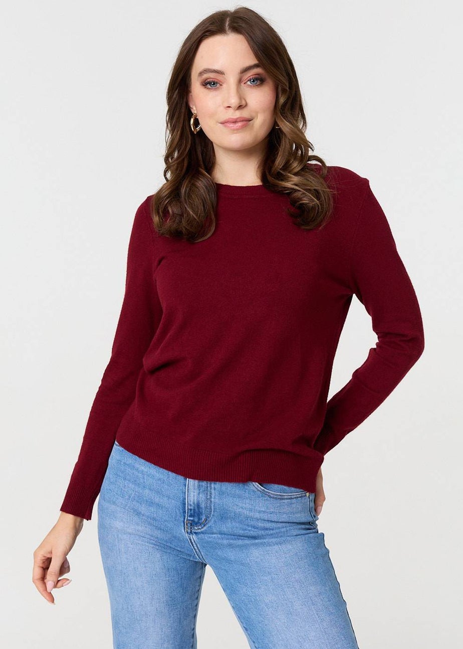 Izabel London Red Plain Soft Knit Long Sleeve Jumper