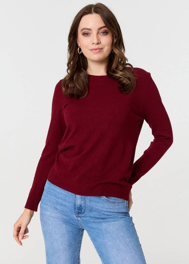Izabel London Red Plain Soft Knit Long Sleeve Jumper