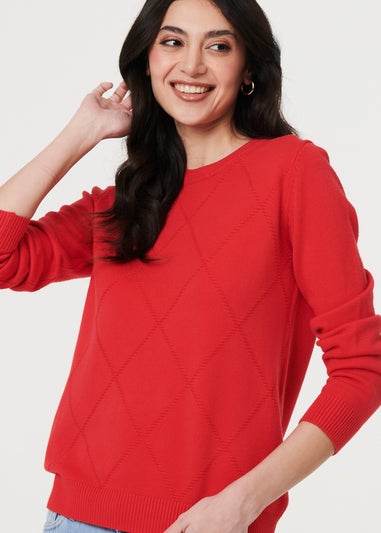 Izabel London Ivory Heart Print Drop Shoulder Jumper