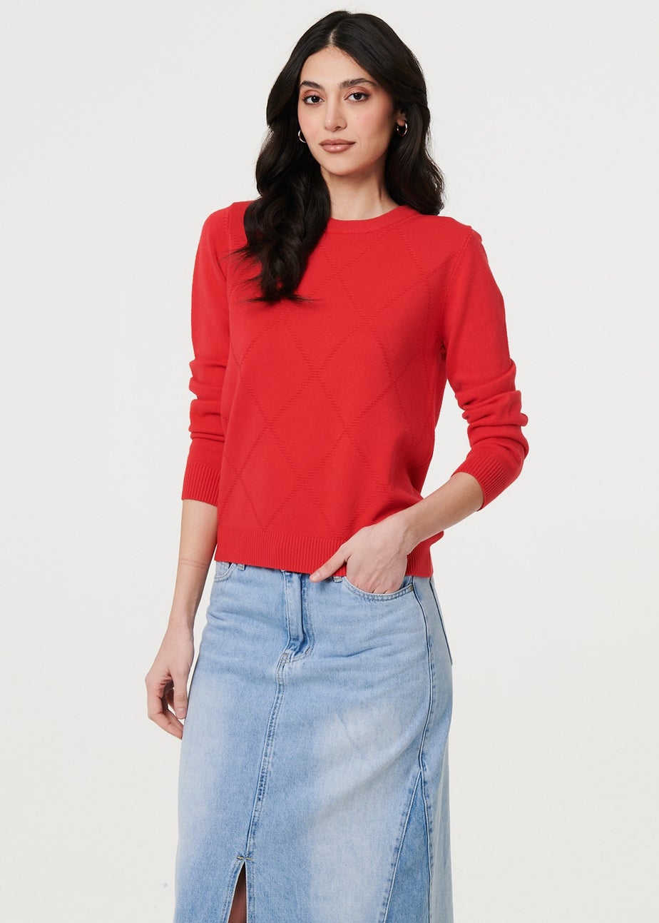 Izabel London Ivory Heart Print Drop Shoulder Jumper