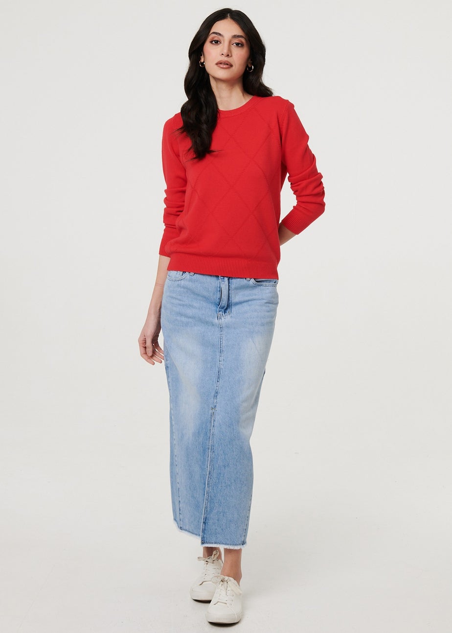 Izabel London Ivory Heart Print Drop Shoulder Jumper