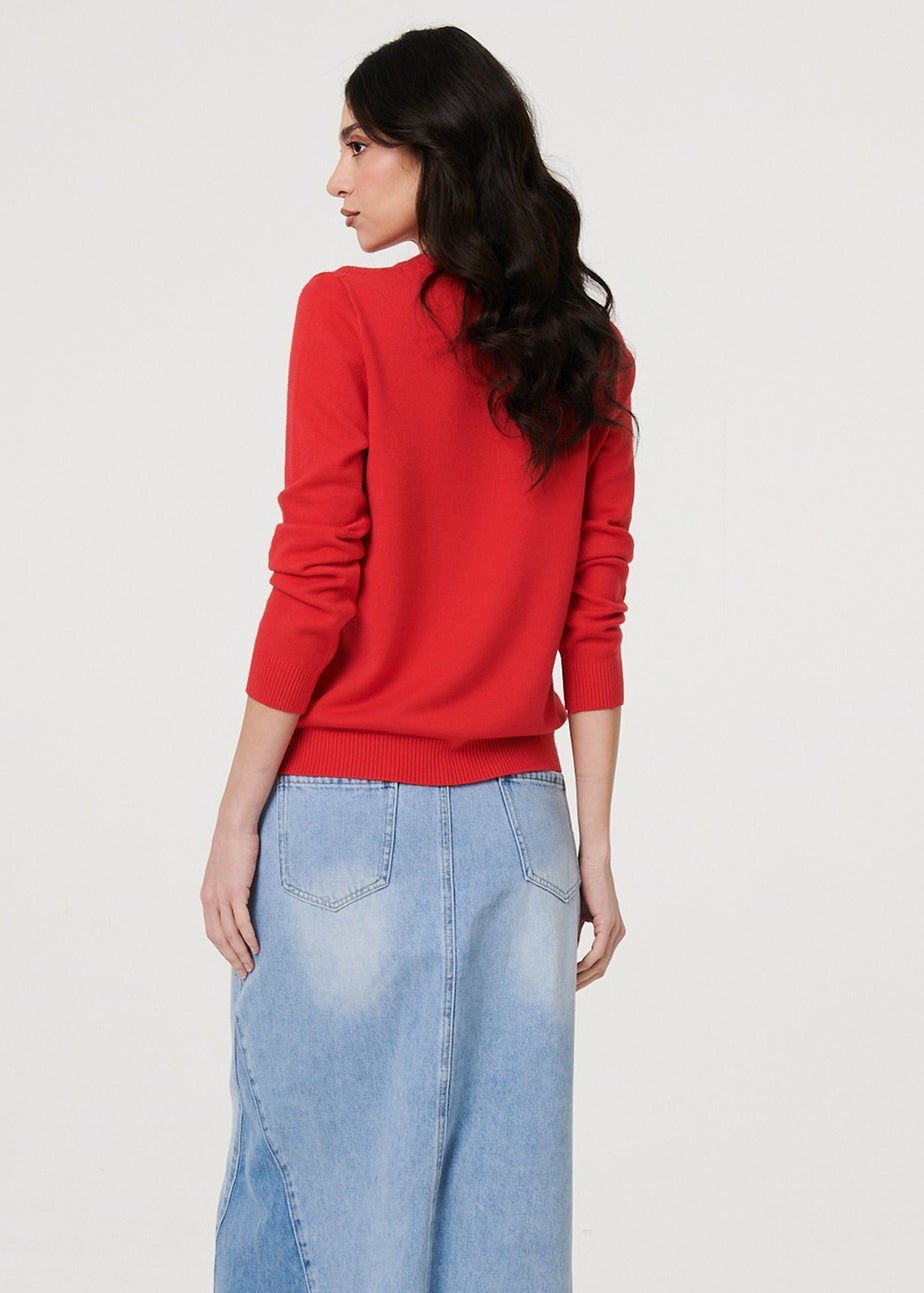 Izabel London Ivory Heart Print Drop Shoulder Jumper