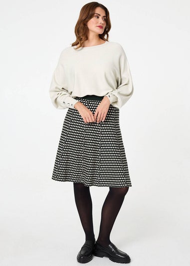 Izabel London Green Geo Print High Waist Knee Length Skirt