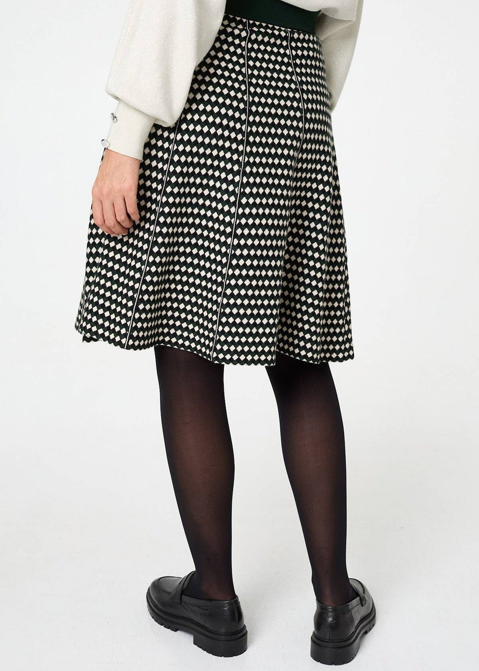 Izabel London Green Geo Print High Waist Knee Length Skirt