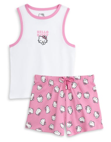 Vanilla Underground Hello Kitty Character Adults Vest & Shorts Pink PJs