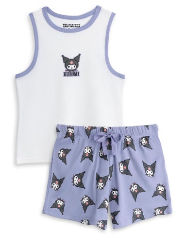 Vanilla Underground Hello Kitty Kuromi Adults Vest & Shorts Purple PJs