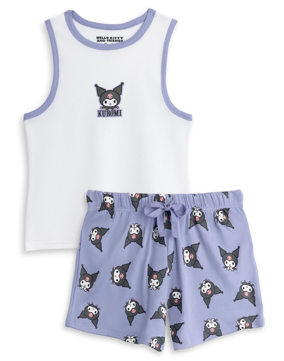 Vanilla Underground Hello Kitty Kuromi Adults Vest & Shorts Purple PJs