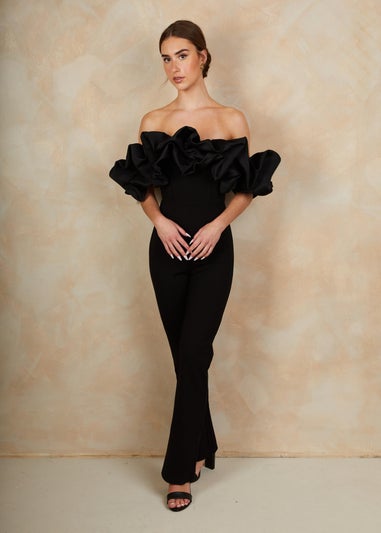 Chi Chi London Black Ruffle Bardot Jumpsuit