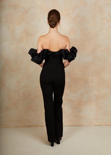 Chi Chi London Black Ruffle Bardot Jumpsuit