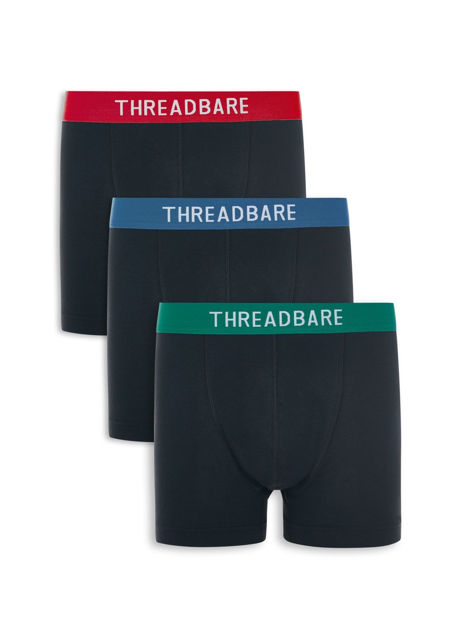 Threadbare Black 3 Pack  Hipster Fit Shorts