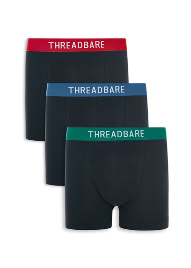 Threadbare Black 3 Pack Hipster Fit Shorts