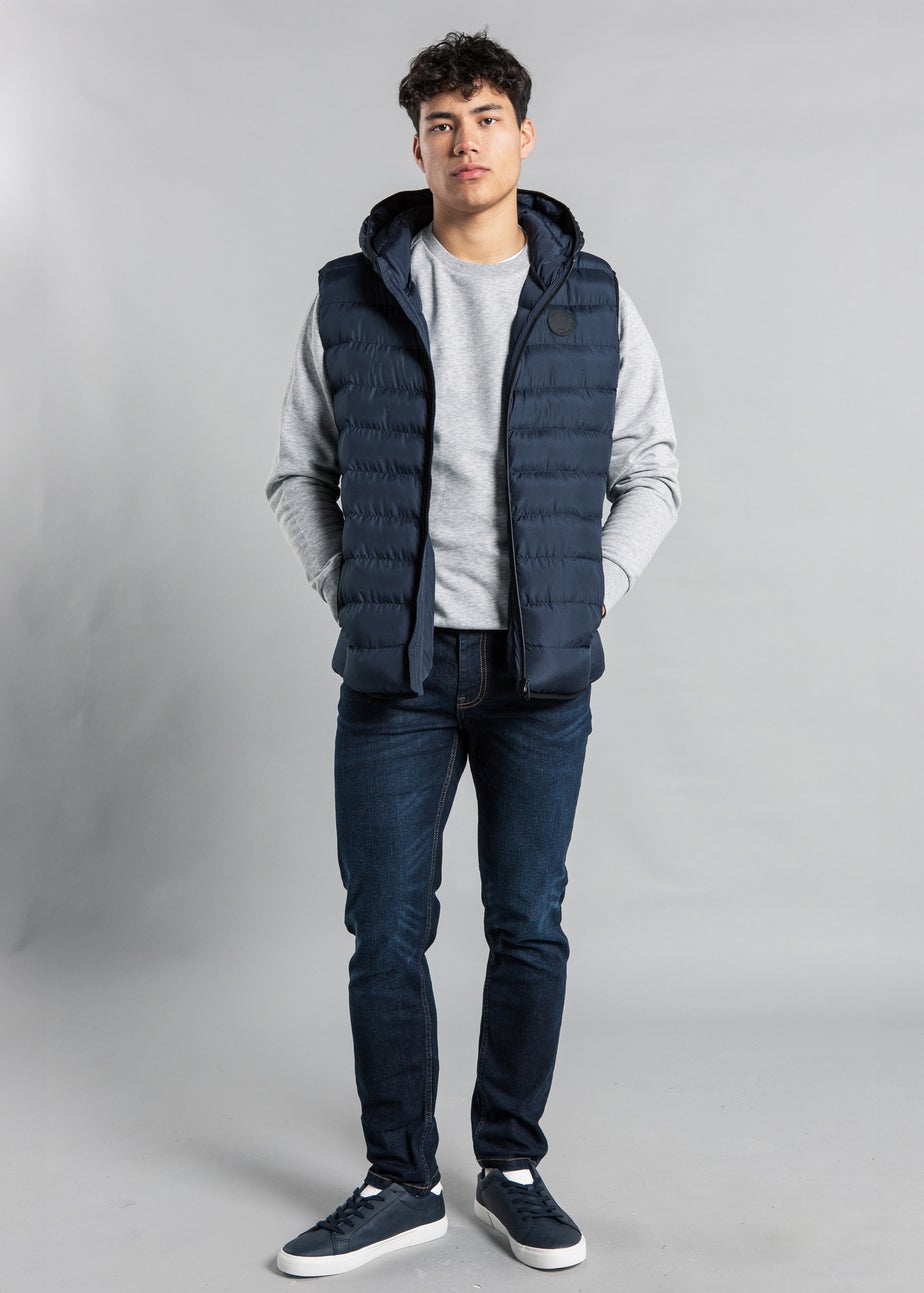 Tokyo Laundry Navy Hooded Padded Zip-Up Gilet