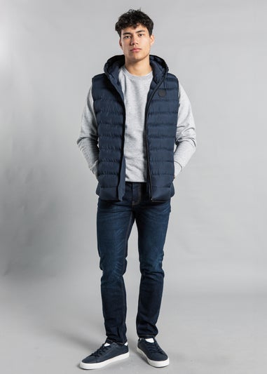 Tokyo Laundry Navy Hooded Padded Zip-Up Gilet