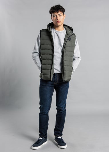 Tokyo Laundry Khaki Hooded Padded Zip-Up Gilet