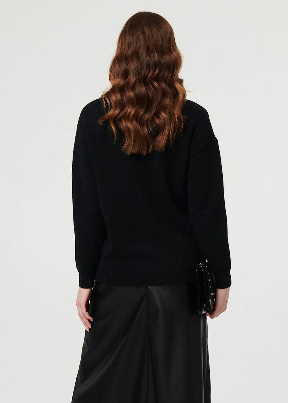 Izabel London Black Embroidered Print Drop Shoulder Jumper