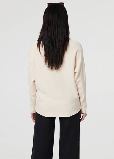 Izabel London Beige Floral Relaxed Batwing Sleeve Jumper