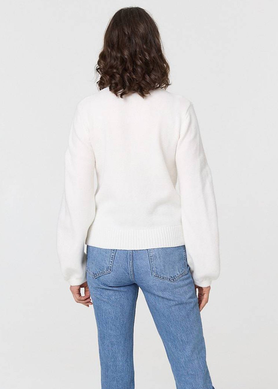 Izabel London White Embroidered Detail Long Sleeve Jumper