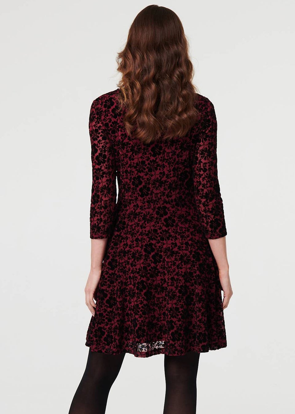 Izabel London Red Floral Zip V-Neck Short Skater Dress