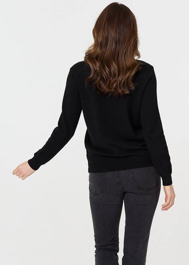 Izabel London Black Chevron Soft Knit Long Sleeve Jumper